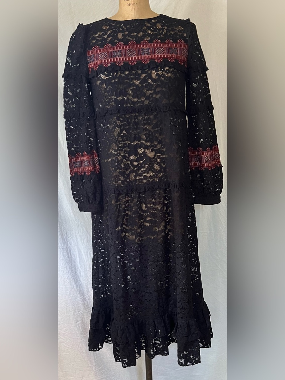 Anthropologie Stella Forest Noir Lace Dress 36/S